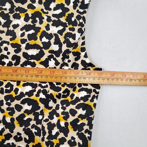 Anne Klein Womens Leopard Print Sleeveless V-Neck Dress Size 6 Saffron Multi - Picture 11 of 12